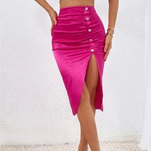 Pink satin midi skirt size 4